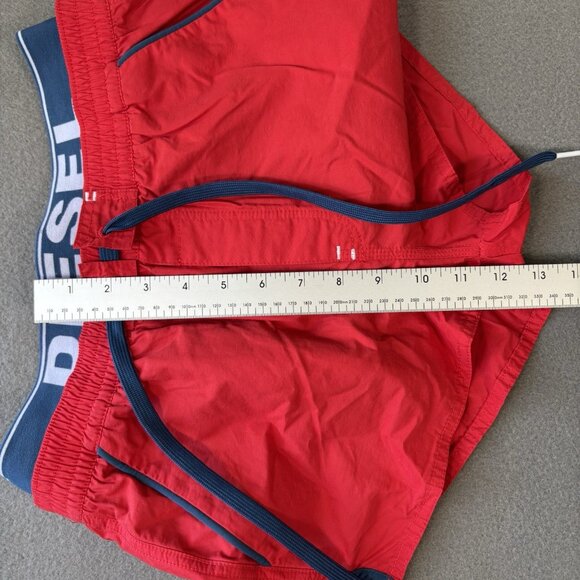 Diesel Beachwear Barrely Swim Trunks Mens S Red Logo Waist Drawstring Pockets - Picture 6 of 13